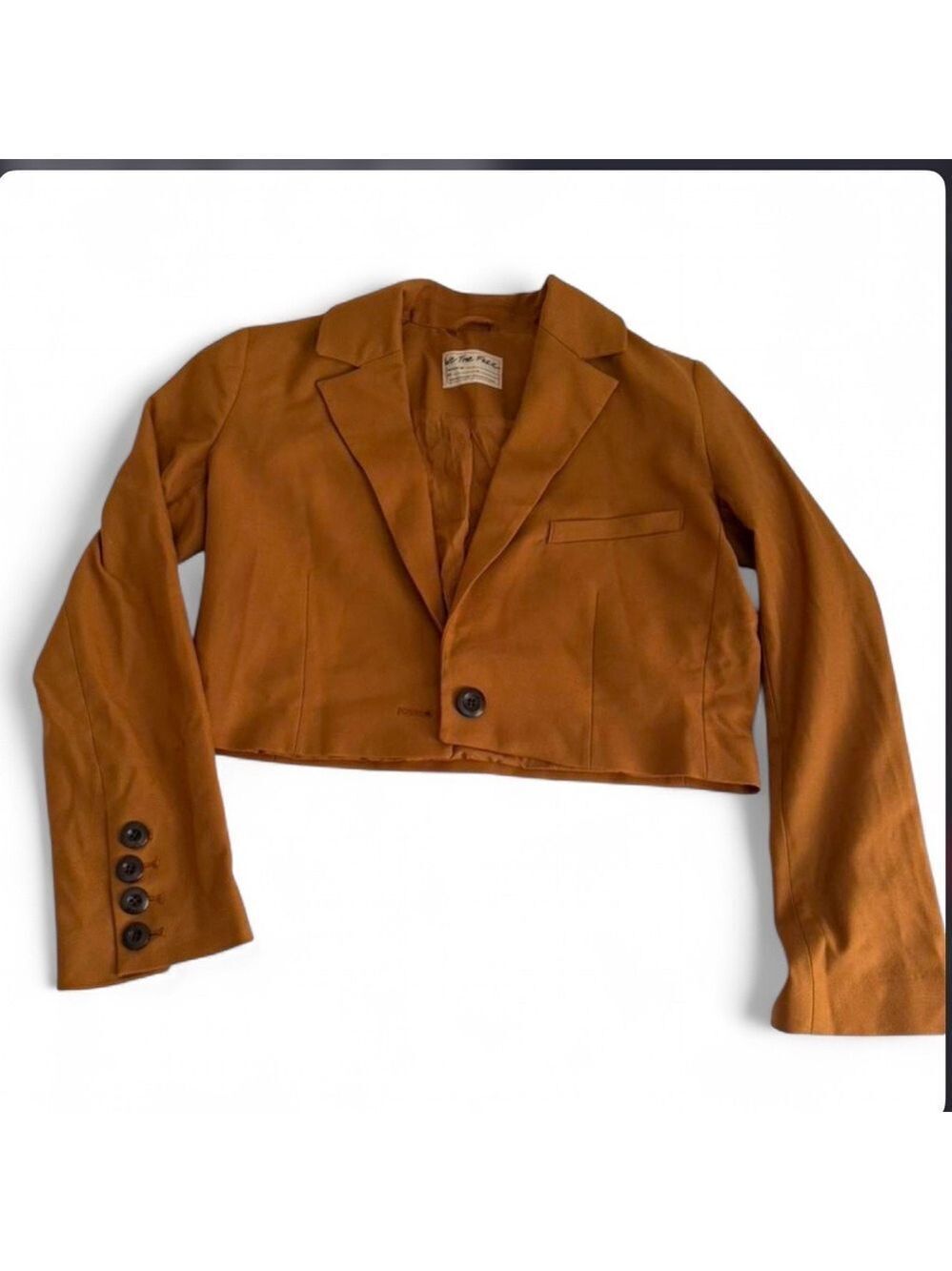 Free People-cropped blazer Amber/brown size Small-NWOT - Picture 3 of 7